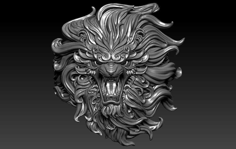 Roaring Lion Ring 3D print model_1