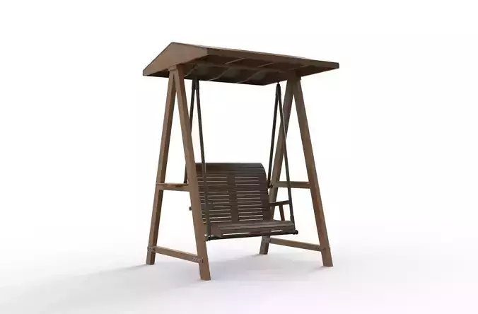 swings set playground 3d Model wood 