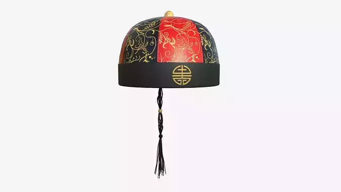 Chinese Traditional Hat A03 Black Red - Character Design Low-poly 3D model Chinese Traditional Hat A03 Black Red - Character Design Low-poly 3D model