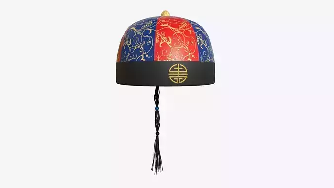 Chinese Traditional Hat A04 Blue Red - Character Design Low-poly 3D model Chinese Traditional Hat A04 Blue Red - Character Design Low-poly 3D model