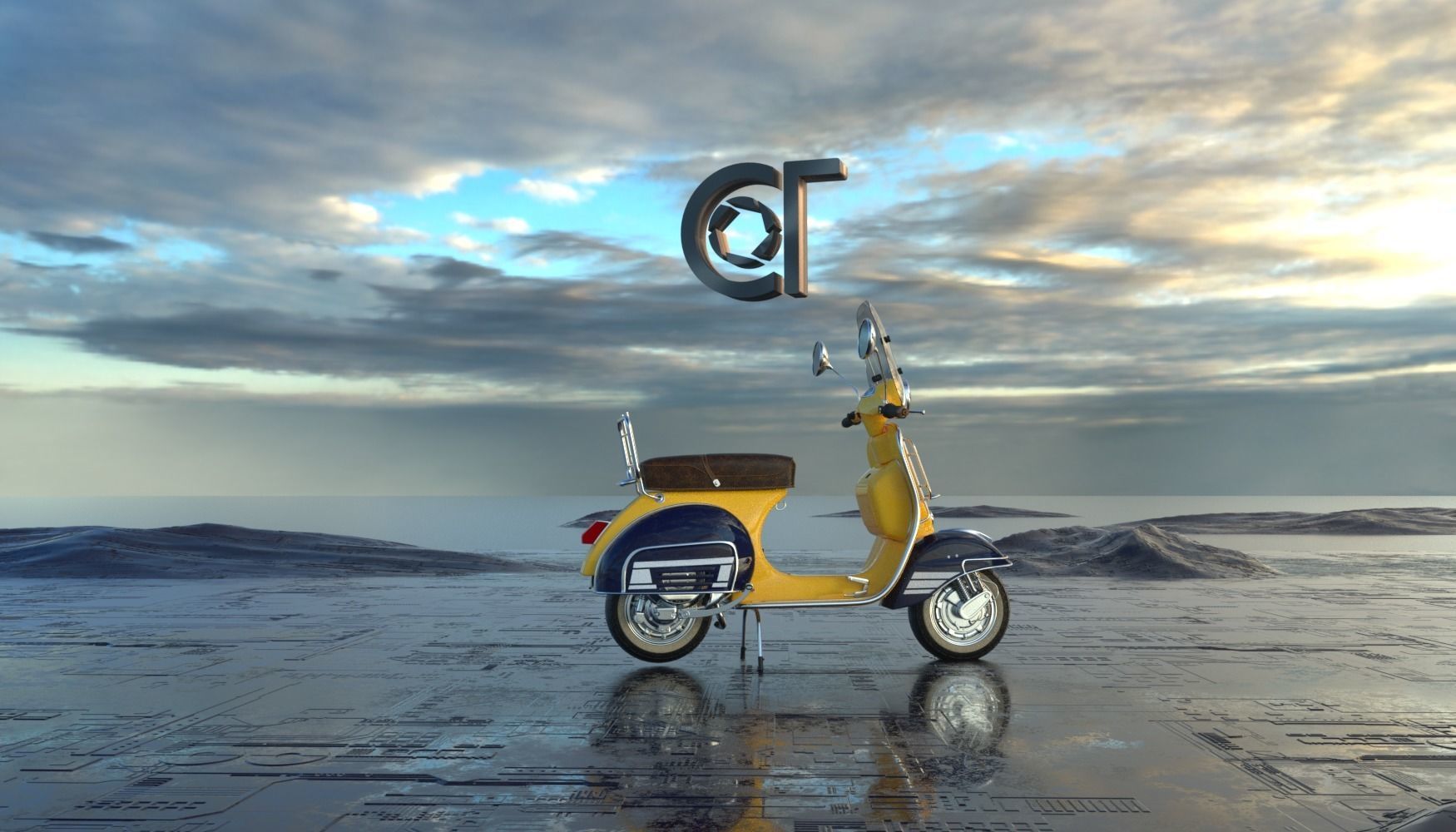 Vintage Piaggio Vespa 60s 3D model_9