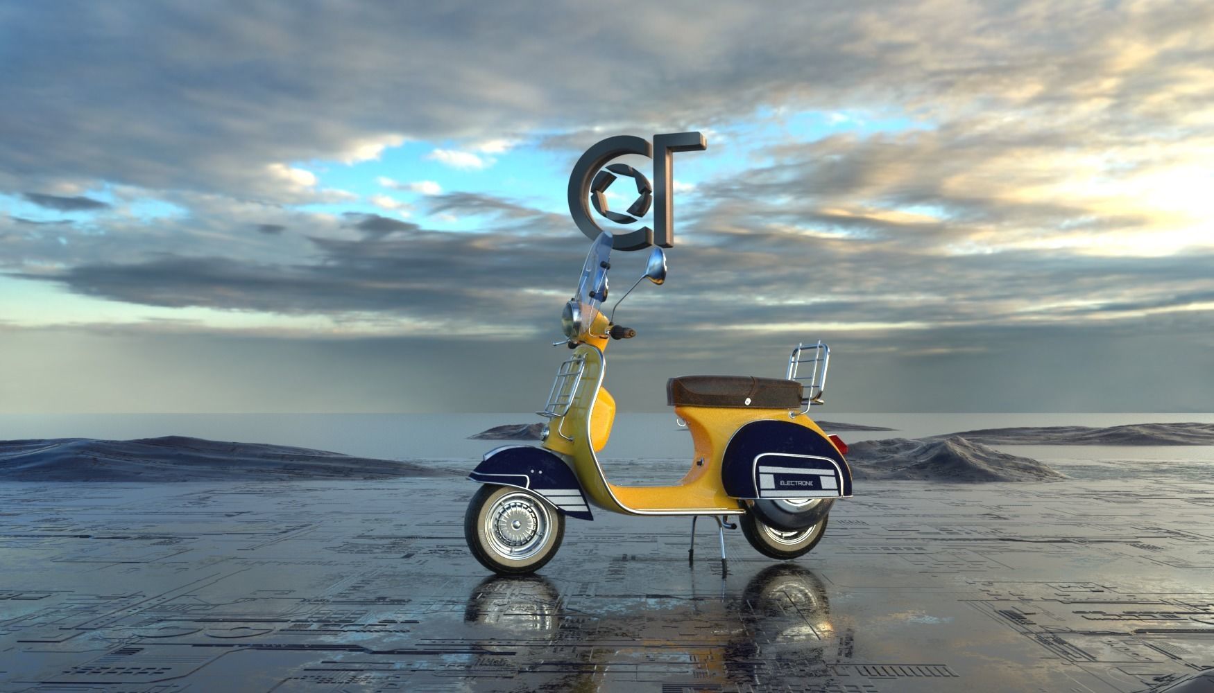 Vintage Piaggio Vespa 60s 3D model_3