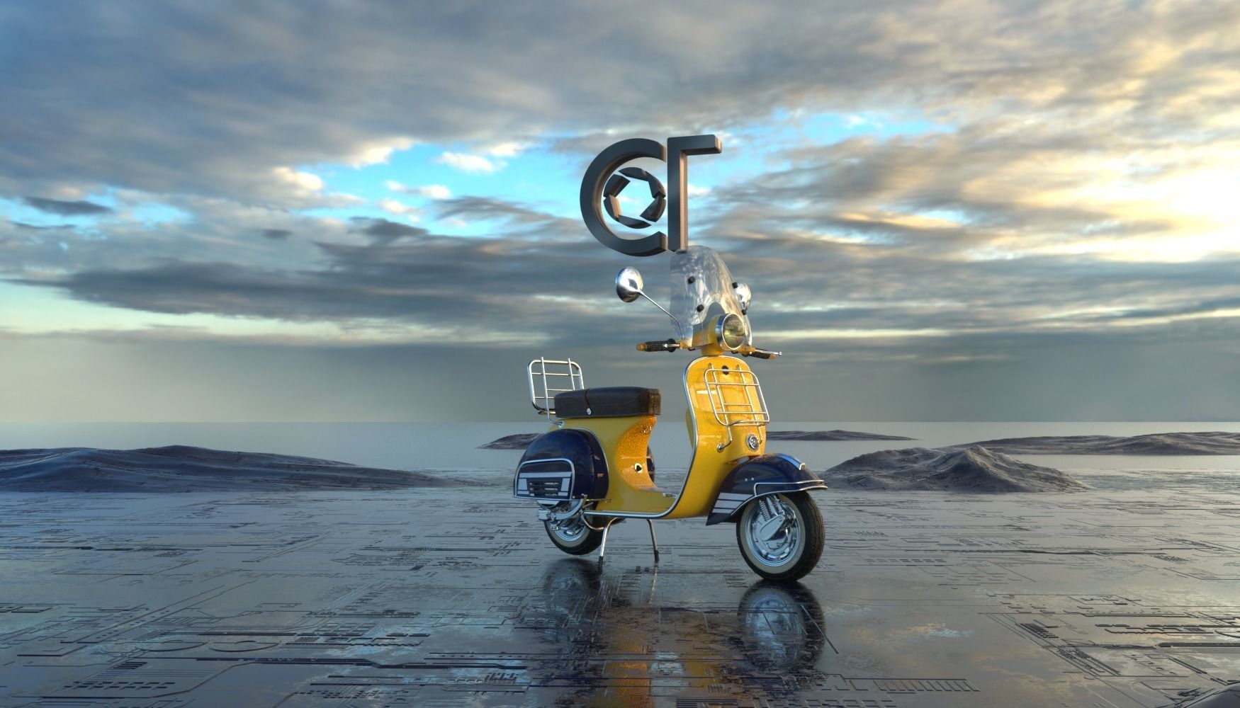 Vintage Piaggio Vespa 60s 3D model_10