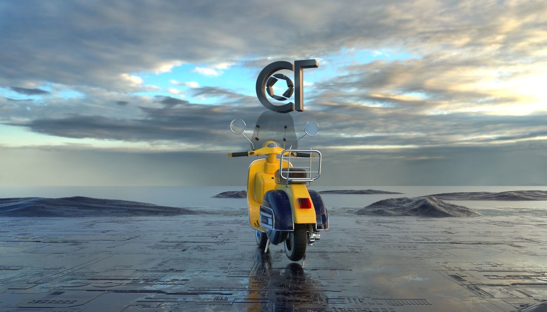 Vintage Piaggio Vespa 60s 3D model_6