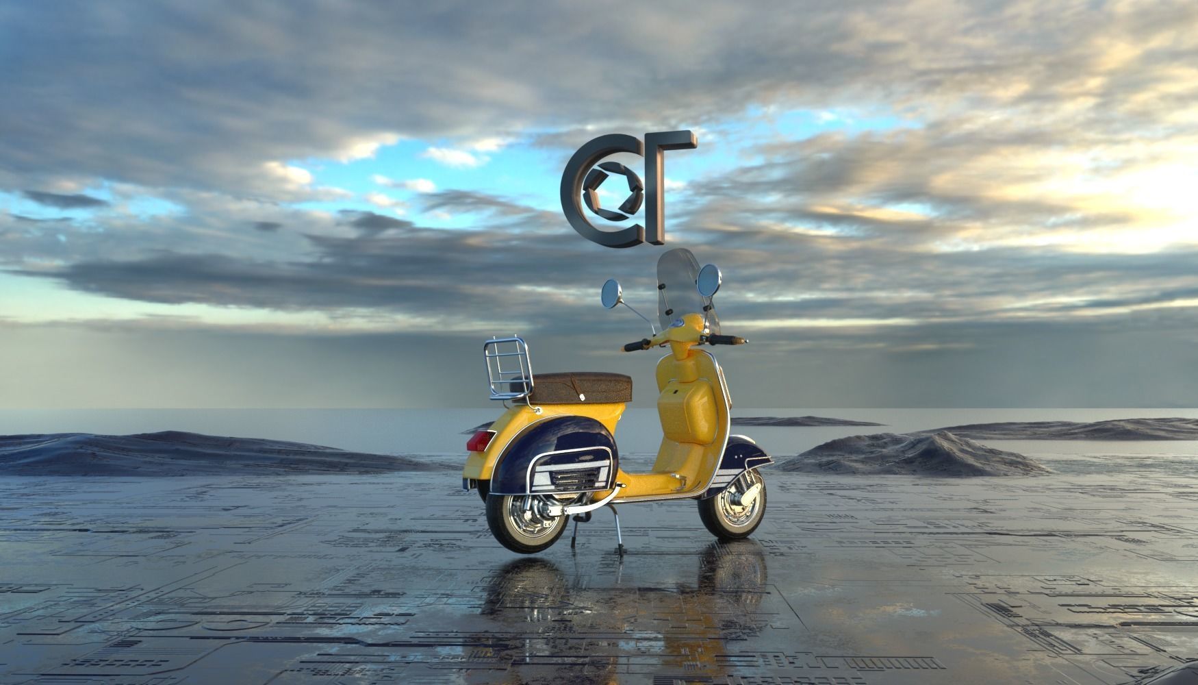 Vintage Piaggio Vespa 60s 3D model_8