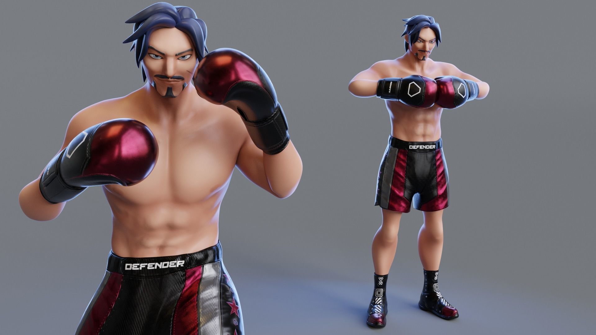 Low Poly Boxer - MMA Fighter - Alejandro Low-poly 3D model_10