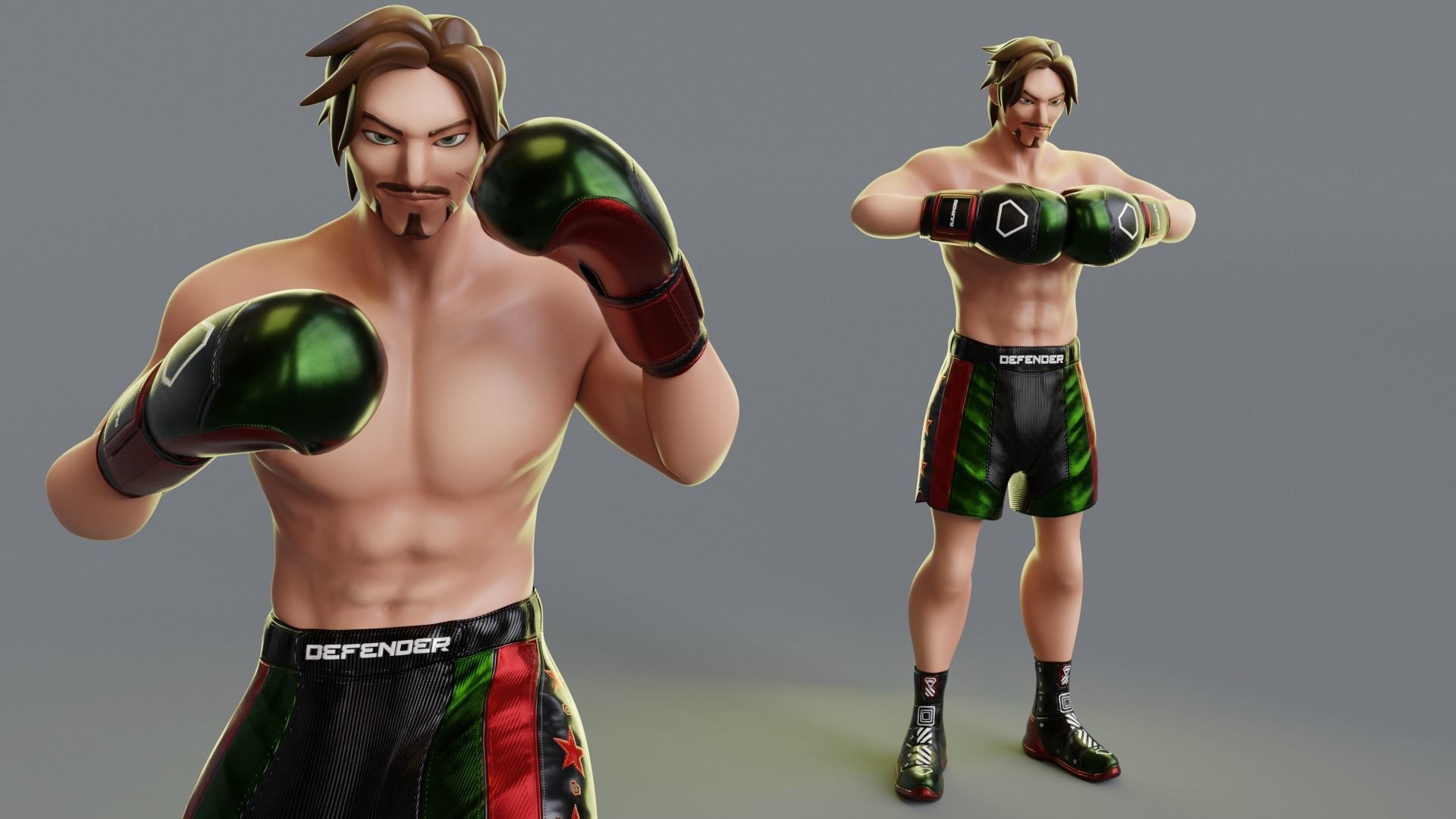 Low Poly Boxer - MMA Fighter - Alejandro Low-poly 3D model_9