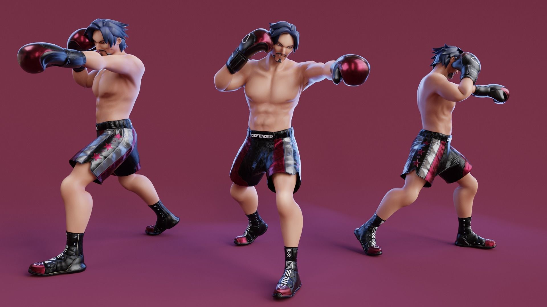 Low Poly Boxer - MMA Fighter - Alejandro Low-poly 3D model_6