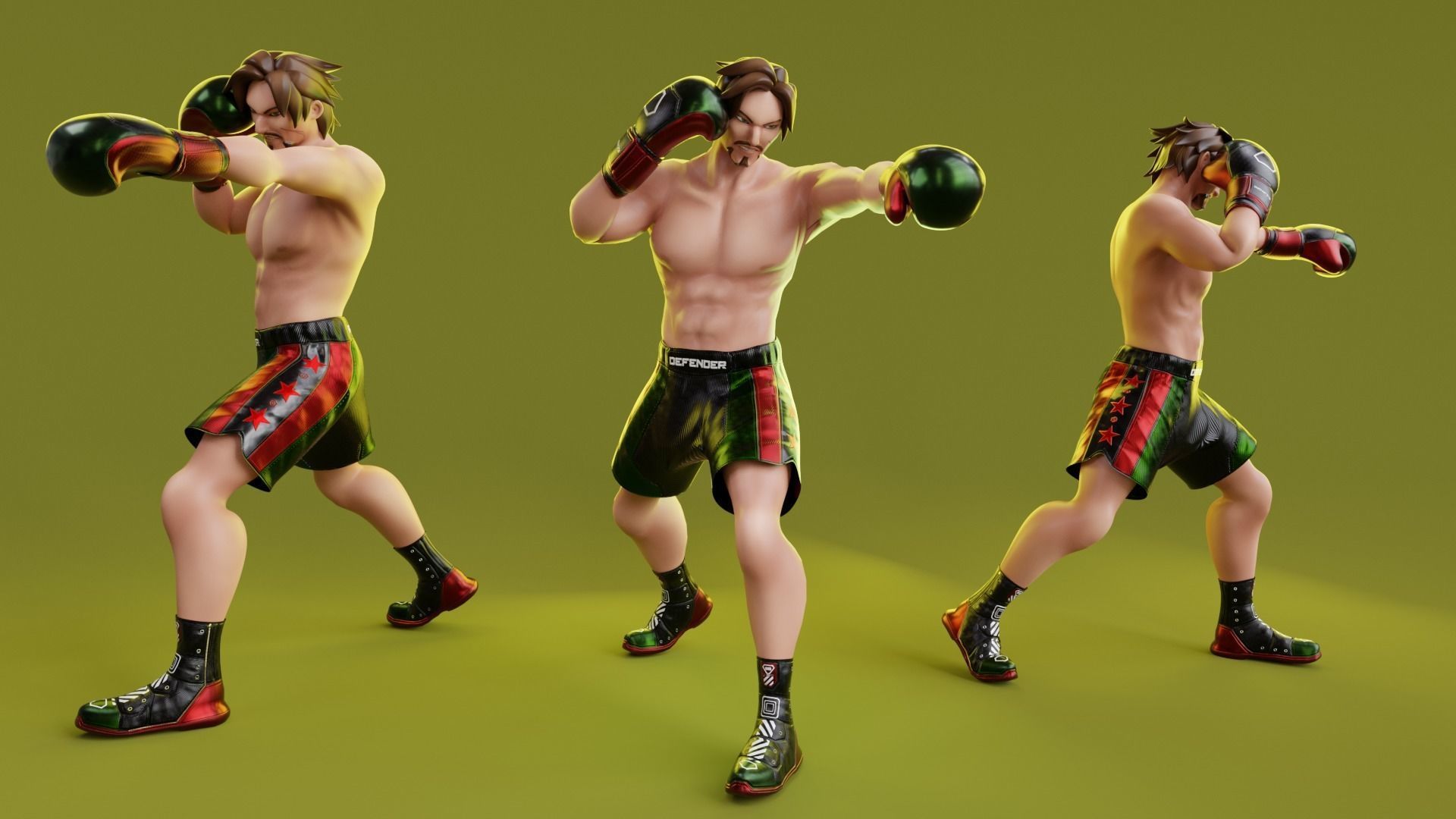 Low Poly Boxer - MMA Fighter - Alejandro Low-poly 3D model_5