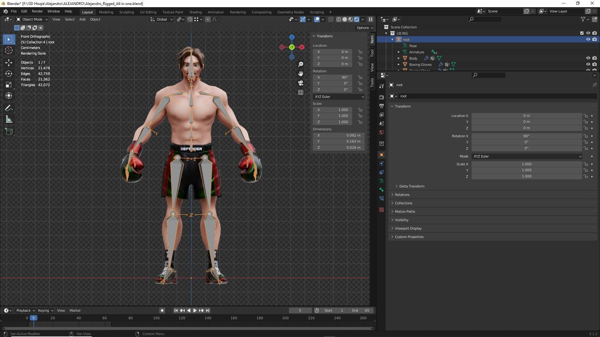 Low Poly Boxer - MMA Fighter - Alejandro Low-poly 3D model_25