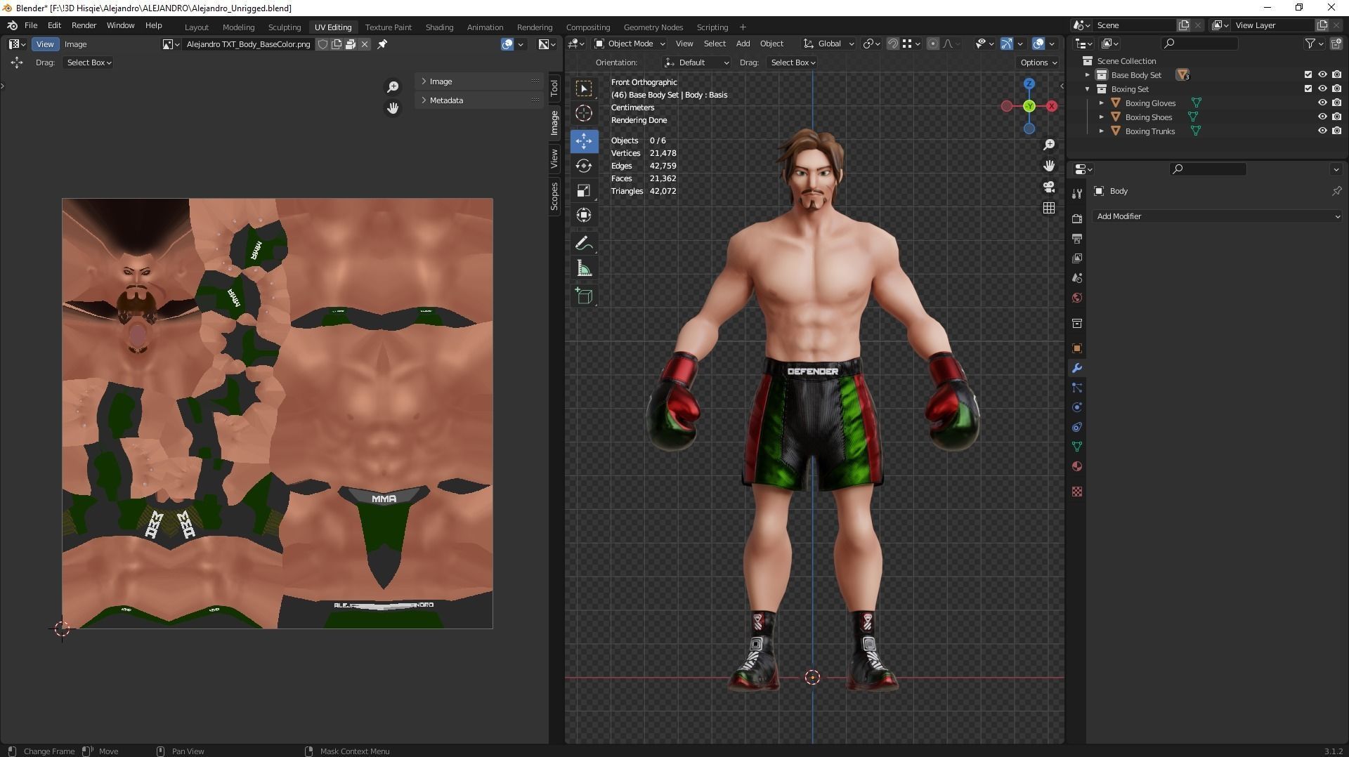 Low Poly Boxer - MMA Fighter - Alejandro Low-poly 3D model_22