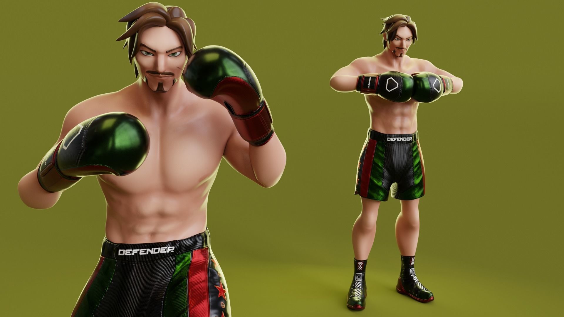 Low Poly Boxer - MMA Fighter - Alejandro Low-poly 3D model_8
