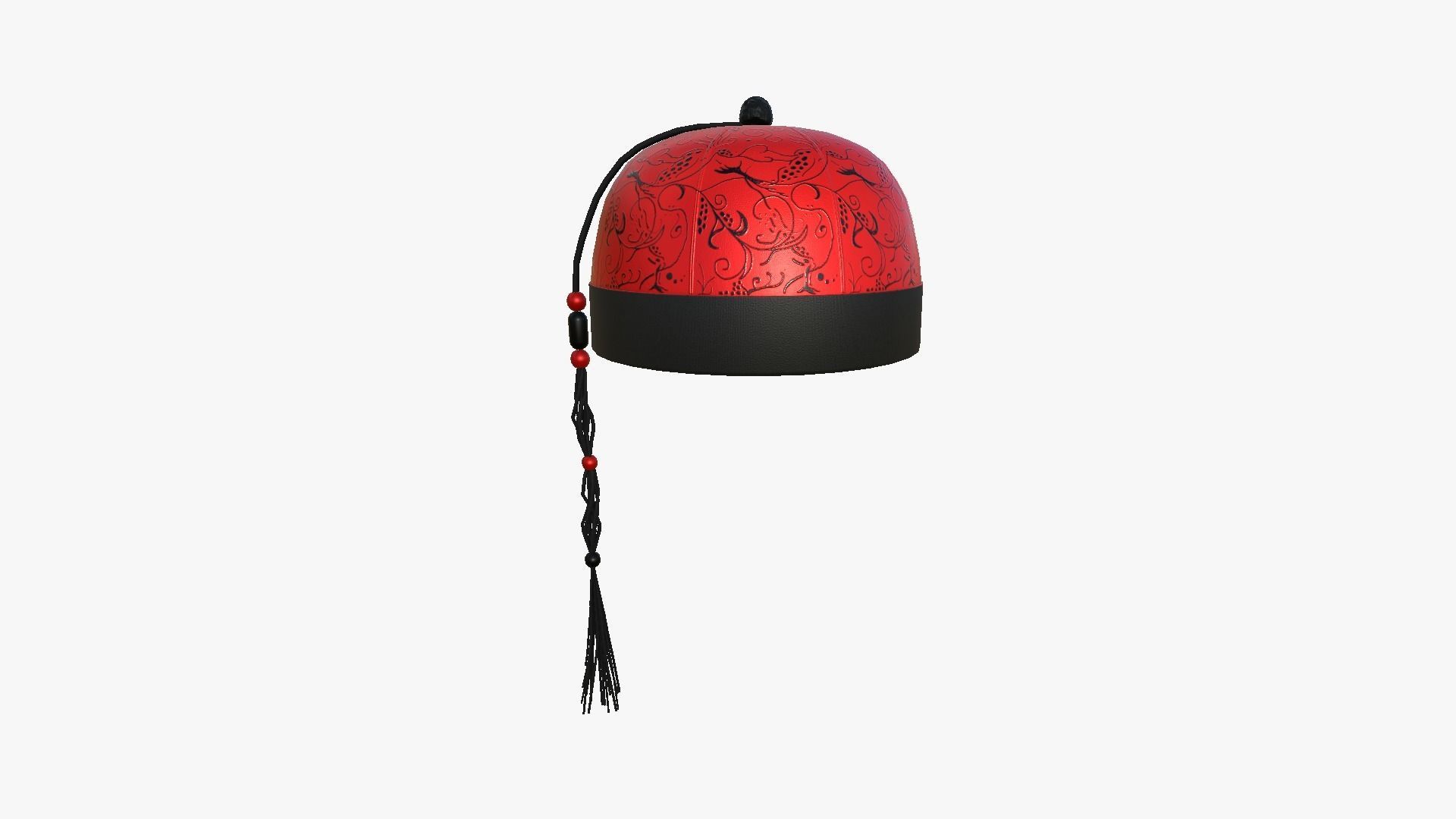 Chinese Traditional Hat A05 Red - Character Design Low-poly 3D model_3