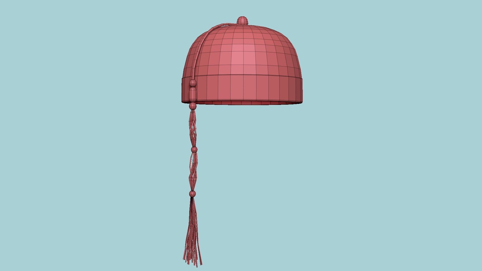 Chinese Traditional Hat A05 Red - Character Design Low-poly 3D model_17
