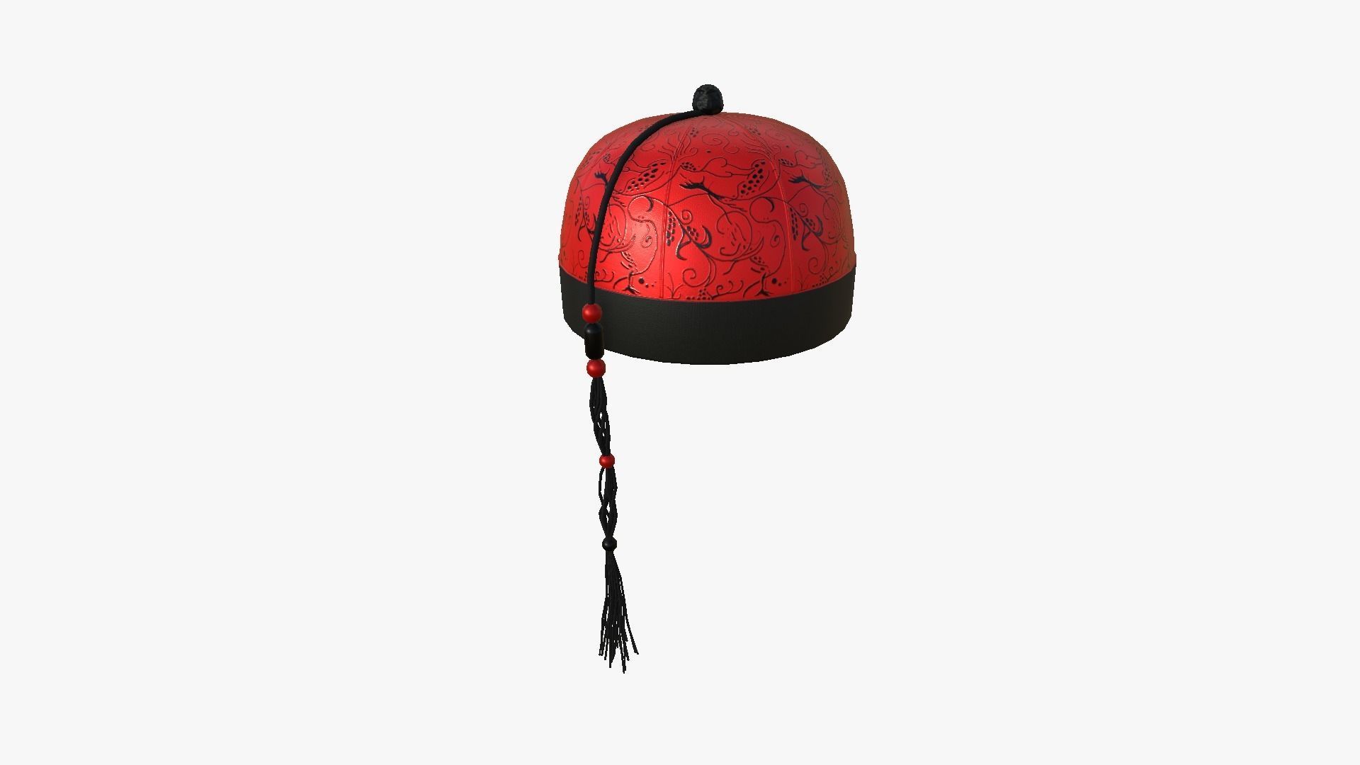 Chinese Traditional Hat A05 Red - Character Design Low-poly 3D model_2