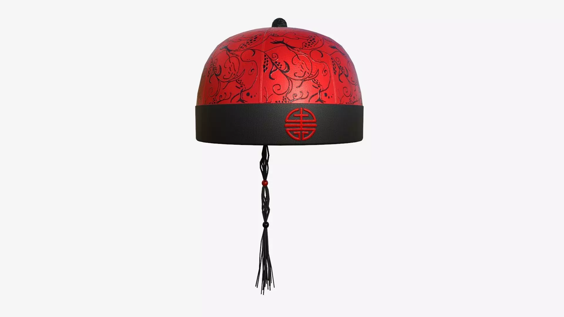 Chinese Traditional Hat A05 Red - Character Design Low-poly 3D model_0