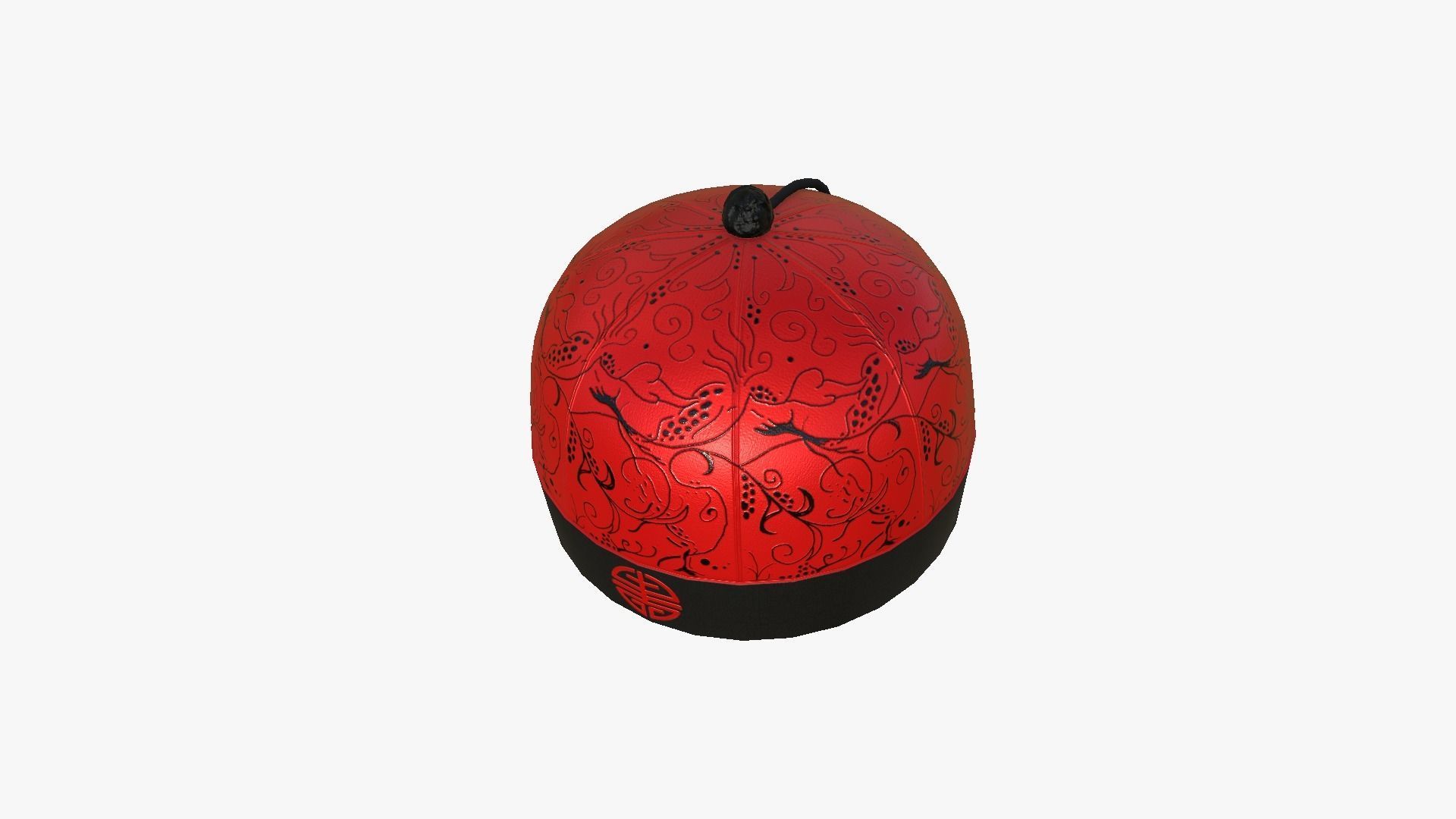 Chinese Traditional Hat A05 Red - Character Design Low-poly 3D model_4