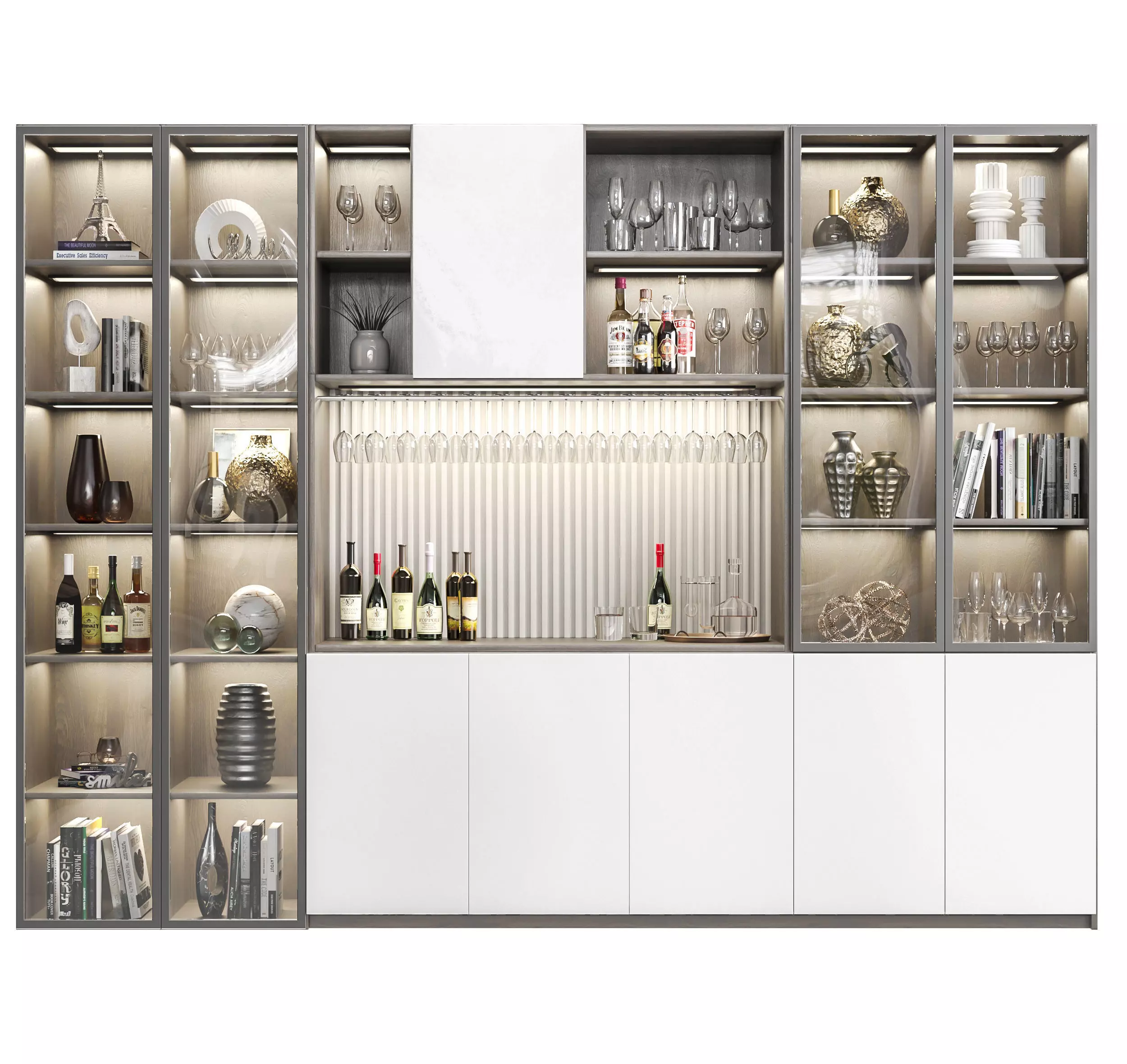 Wardrobe with alcohol decor and accessories 3D model_0