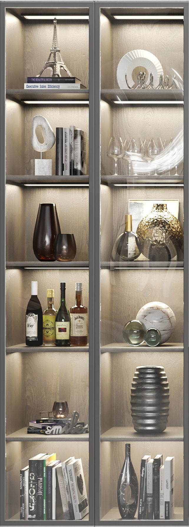 Wardrobe with alcohol decor and accessories 3D model_2