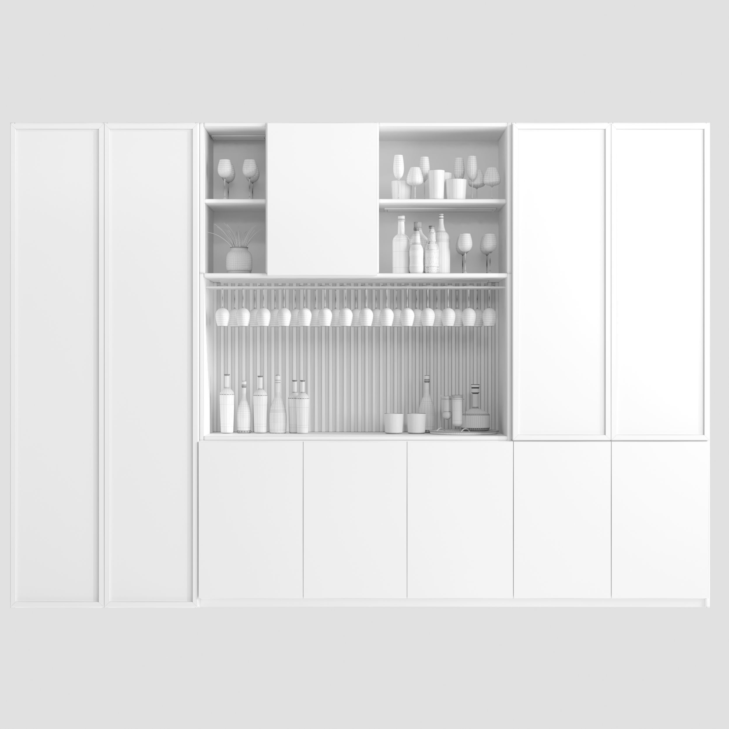 Wardrobe with alcohol decor and accessories 3D model_1