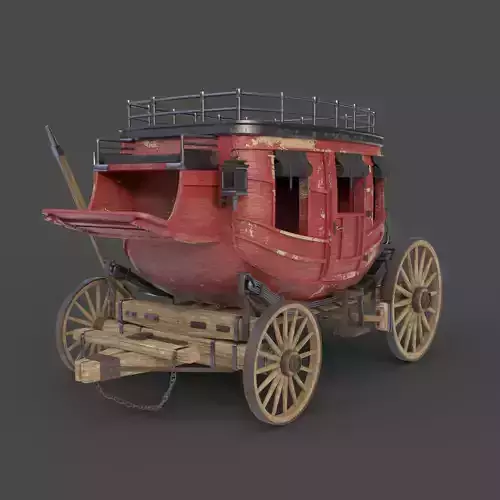 Stage Coach Wagon Low-poly 3D model