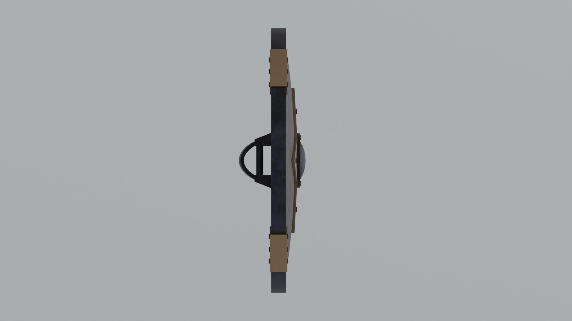 Round wooden shield Low-poly 3D model_3