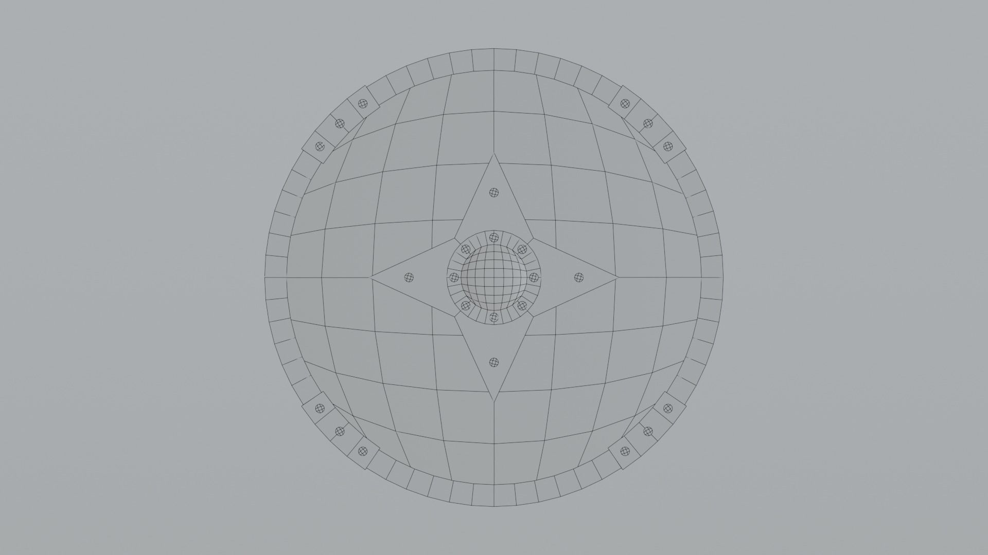 Round wooden shield Low-poly 3D model_14