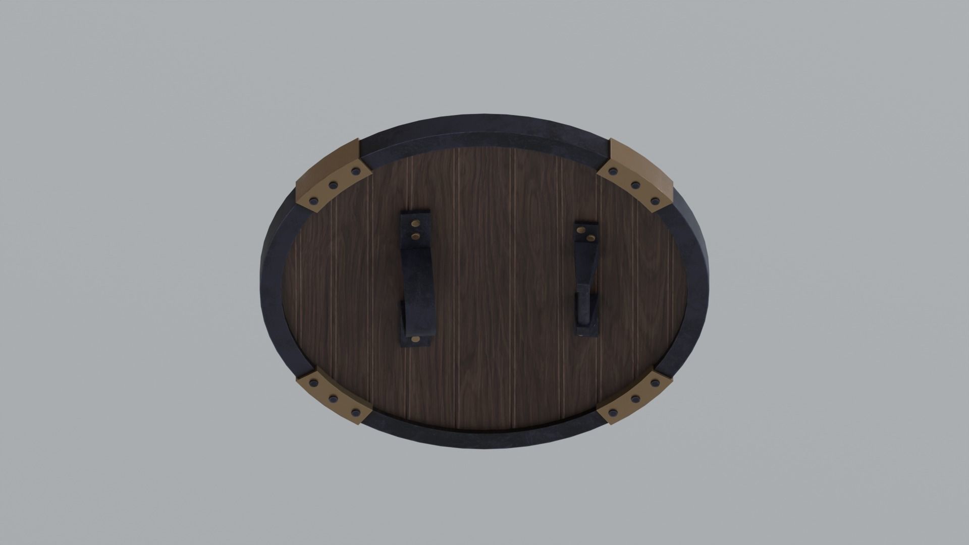 Round wooden shield Low-poly 3D model_10