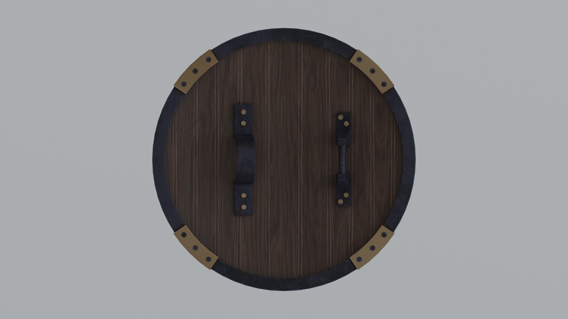 Round wooden shield Low-poly 3D model_4