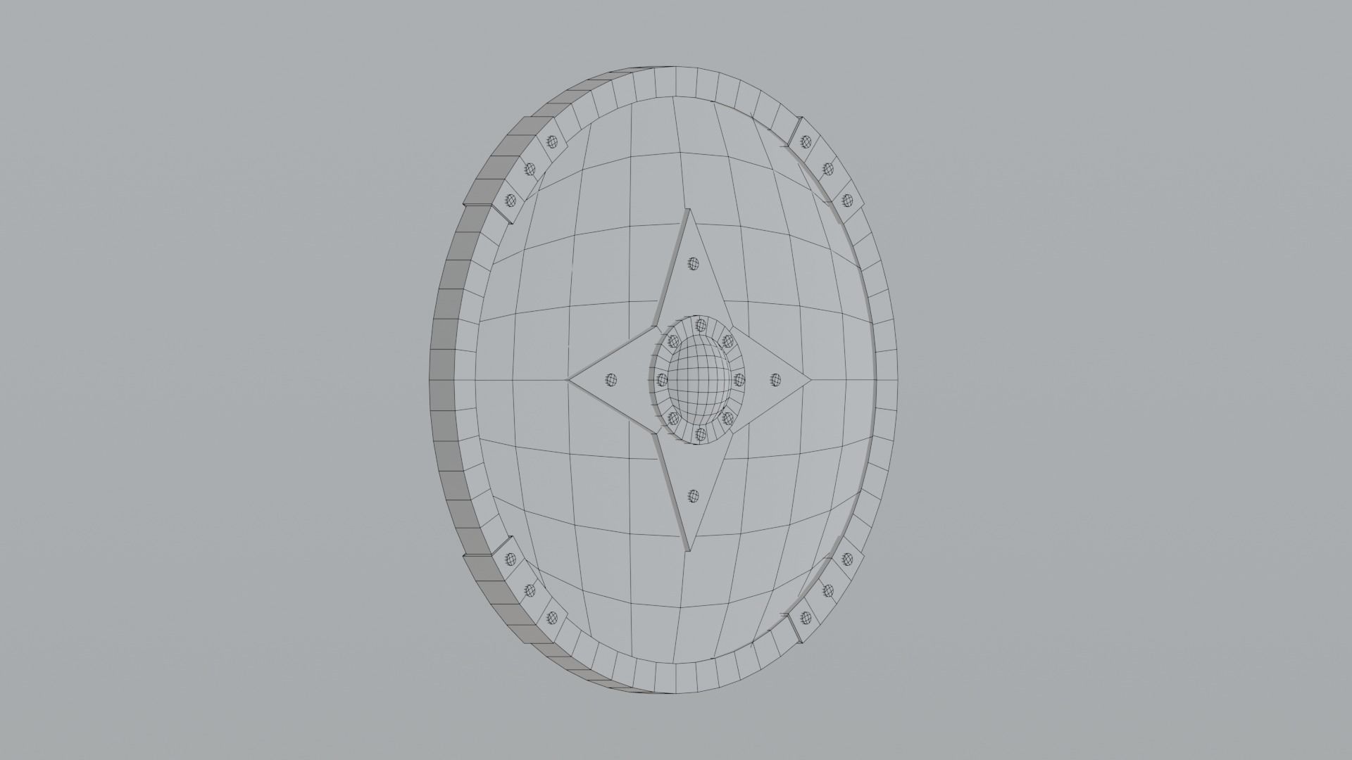 Round wooden shield Low-poly 3D model_16