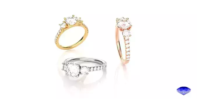 Three Diamond Engagement Ring