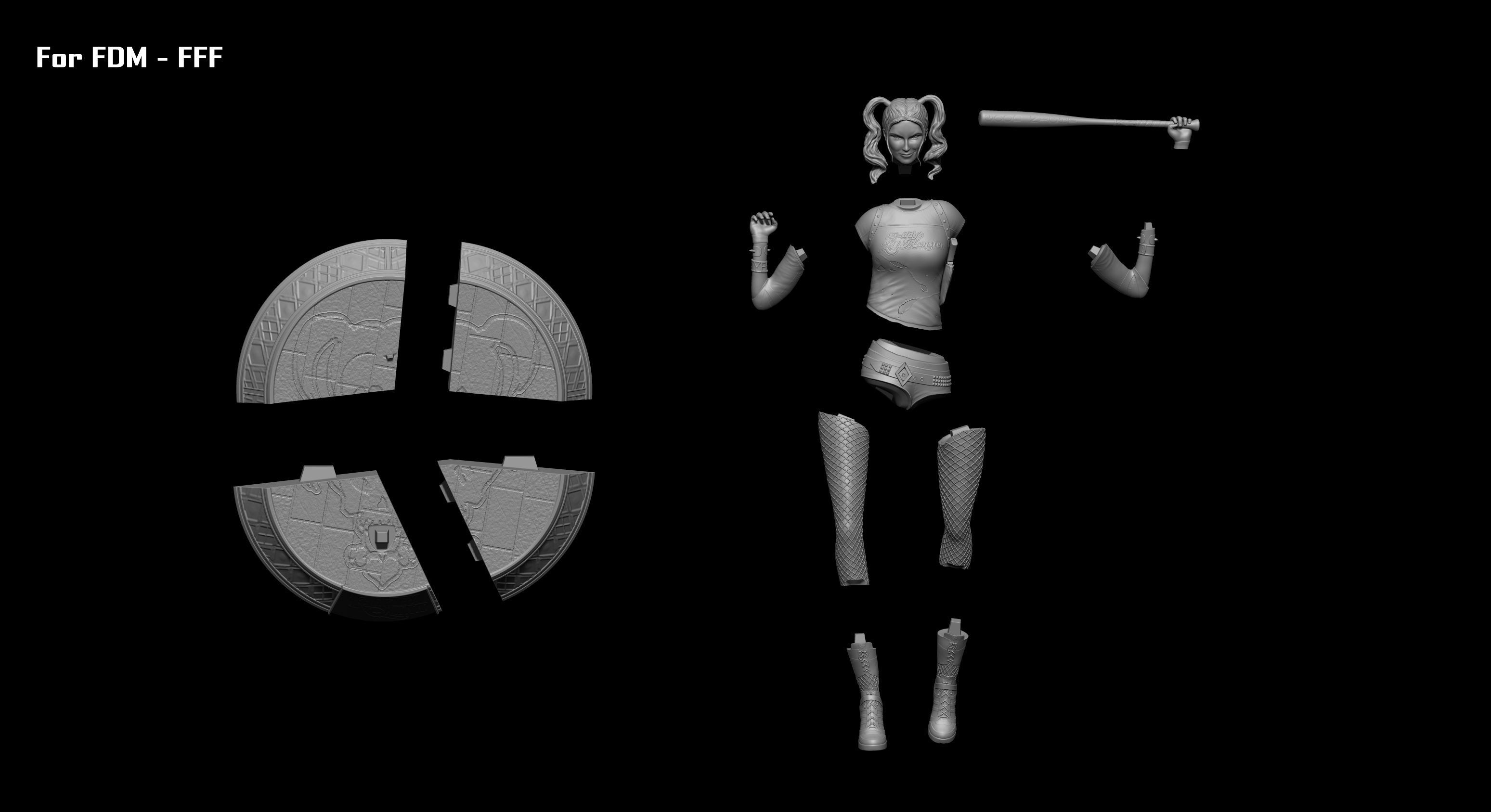 Harley Quinn Suicide Squad file STL-OBJ For 3D printer 3D print model_15