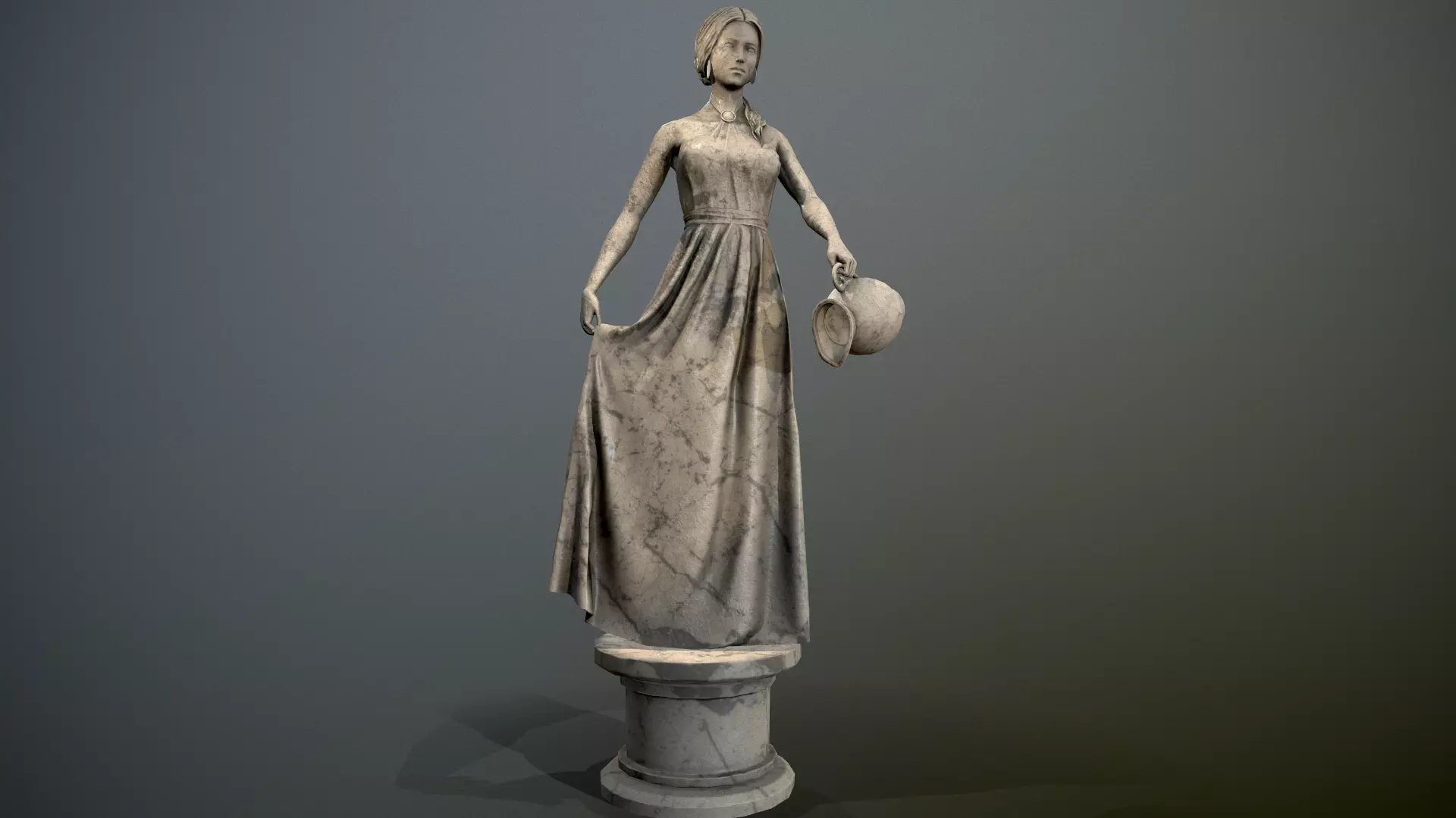 Statue - Water Lady Low-poly 3D model_0