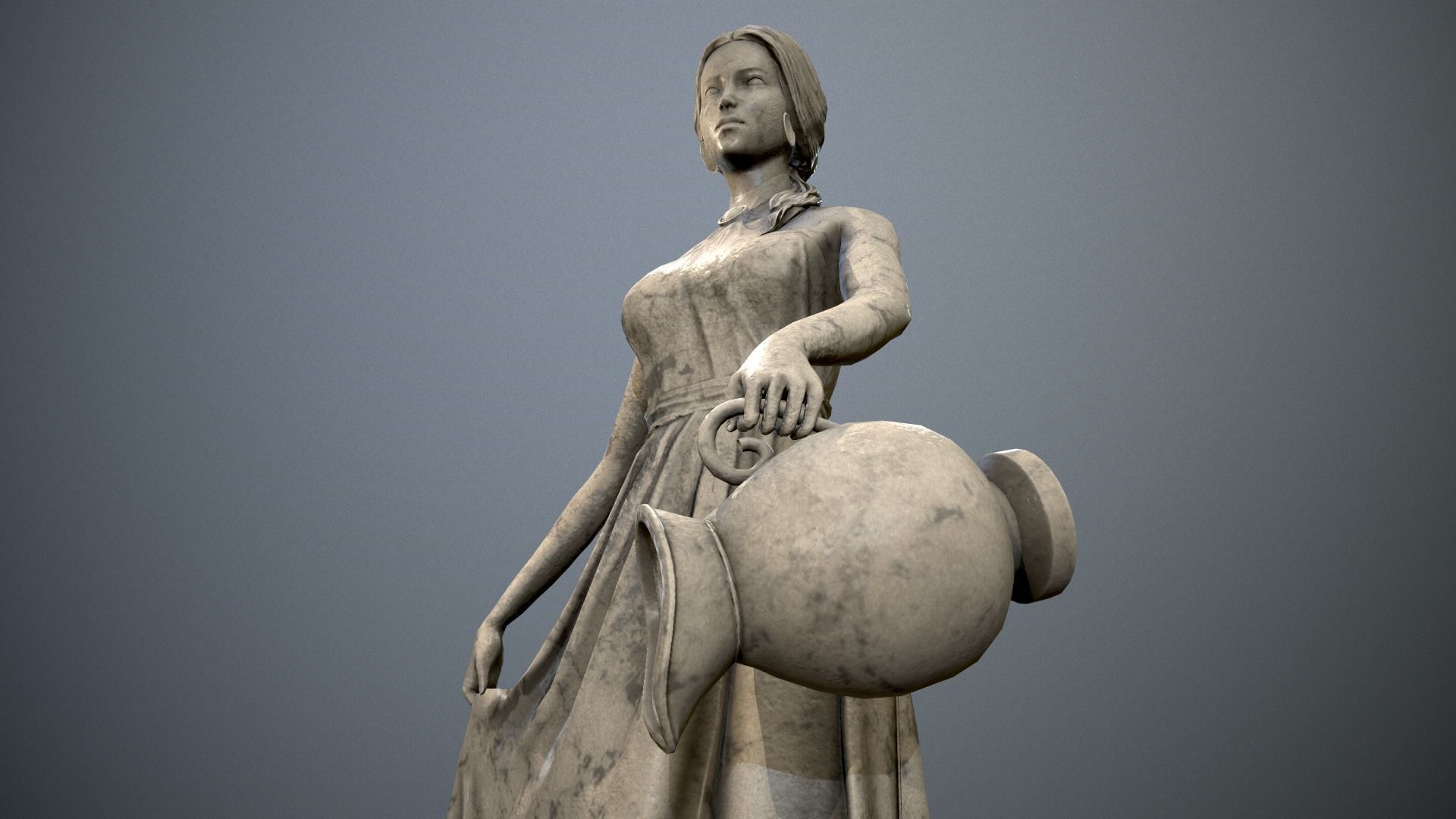 Statue - Water Lady Low-poly 3D model_4