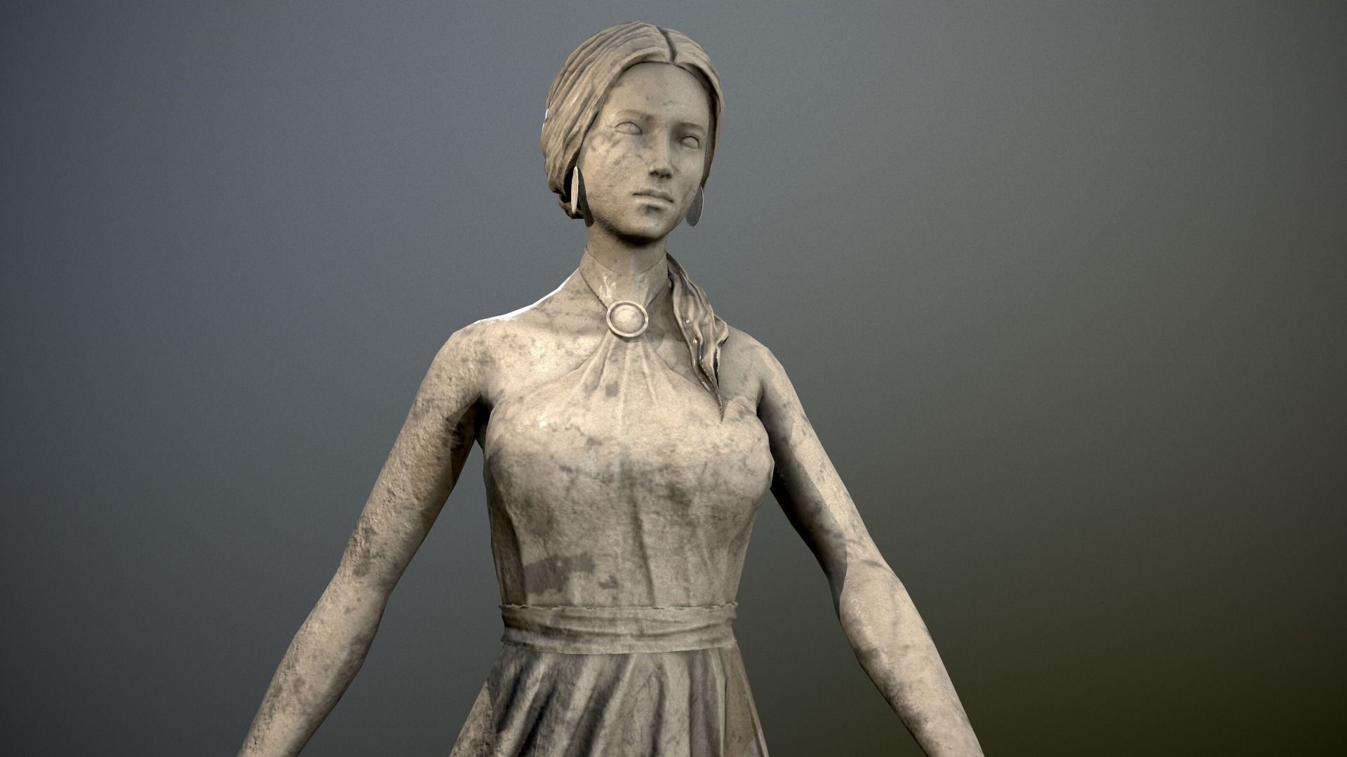 Statue - Water Lady Low-poly 3D model_3
