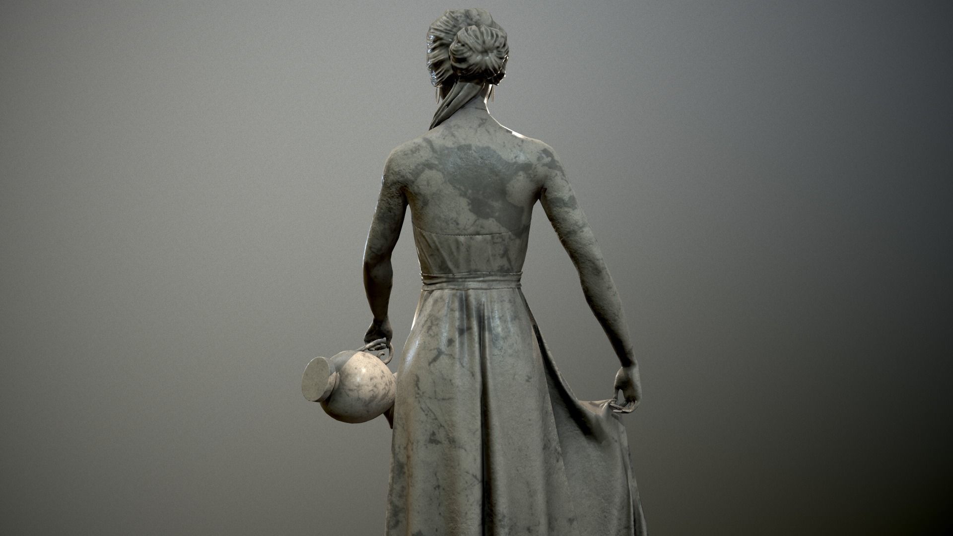 Statue - Water Lady Low-poly 3D model_6