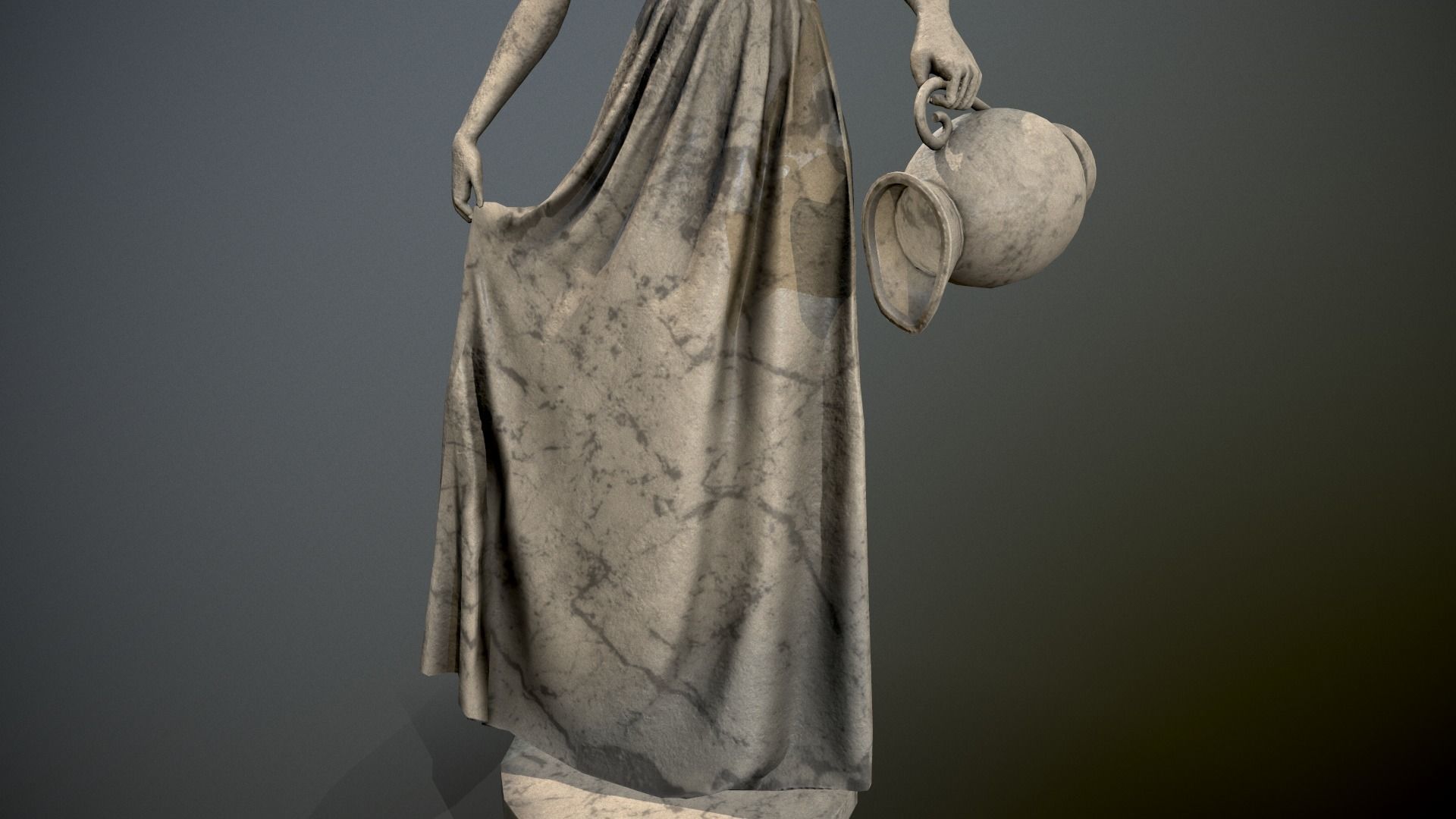 Statue - Water Lady Low-poly 3D model_8