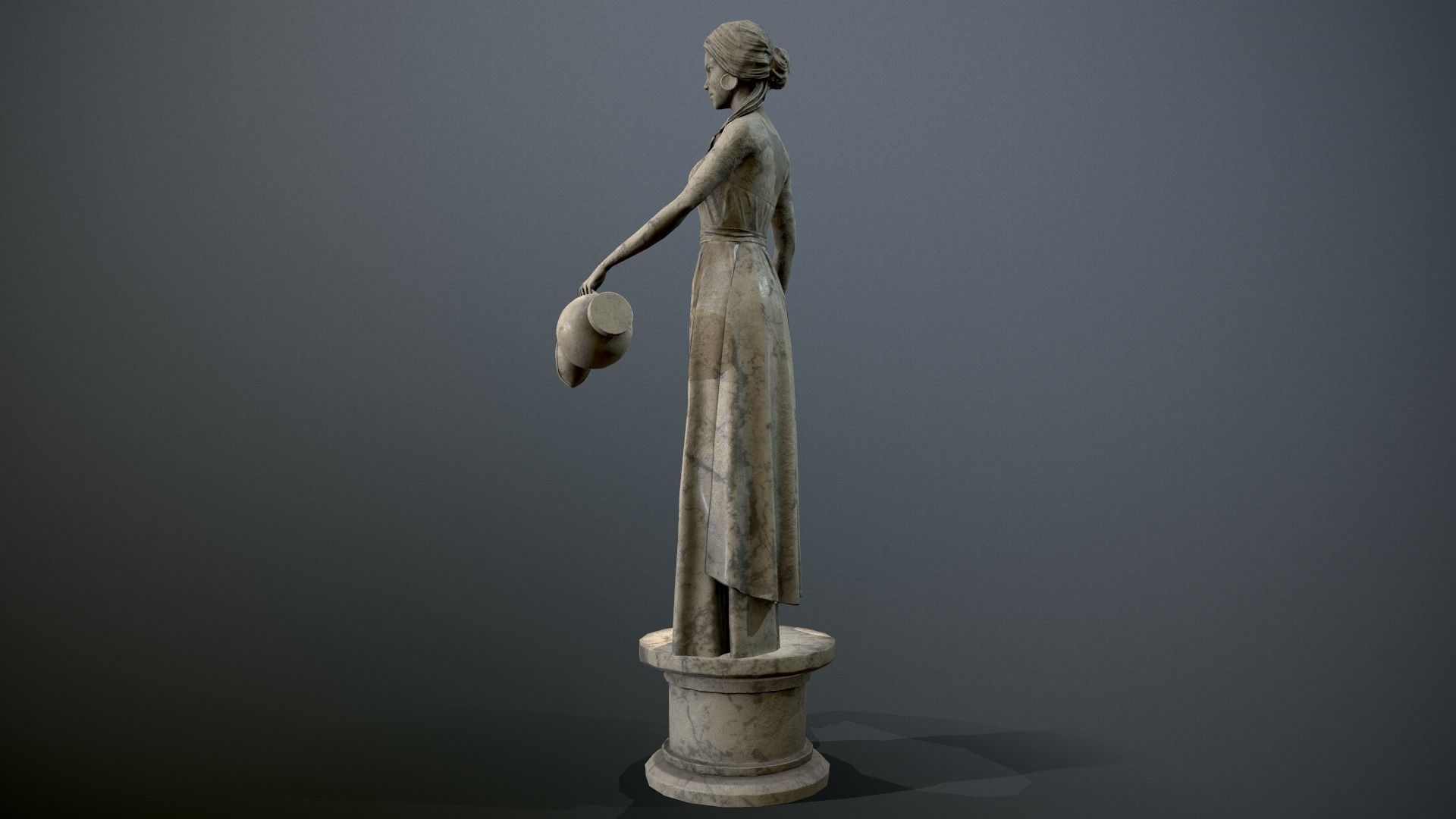 Statue - Water Lady Low-poly 3D model_10