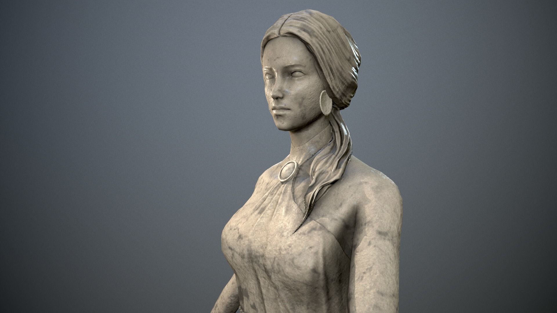 Statue - Water Lady Low-poly 3D model_2