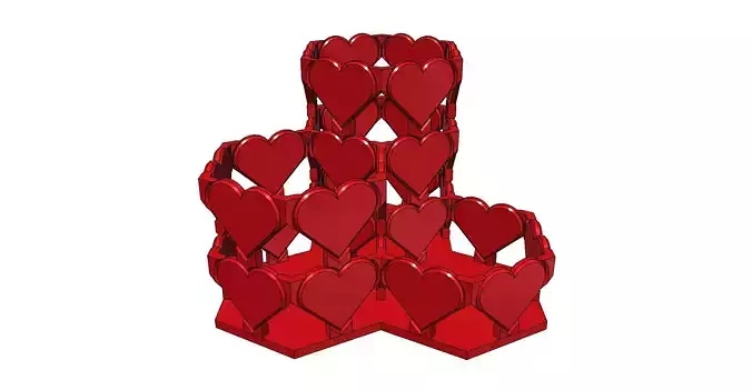 Pencil stand HEARTS hexagons 2 printable