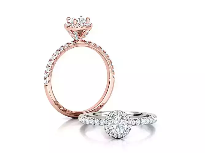 Grace Halo Engagement Ring with 40 pointer diamond 3D print model