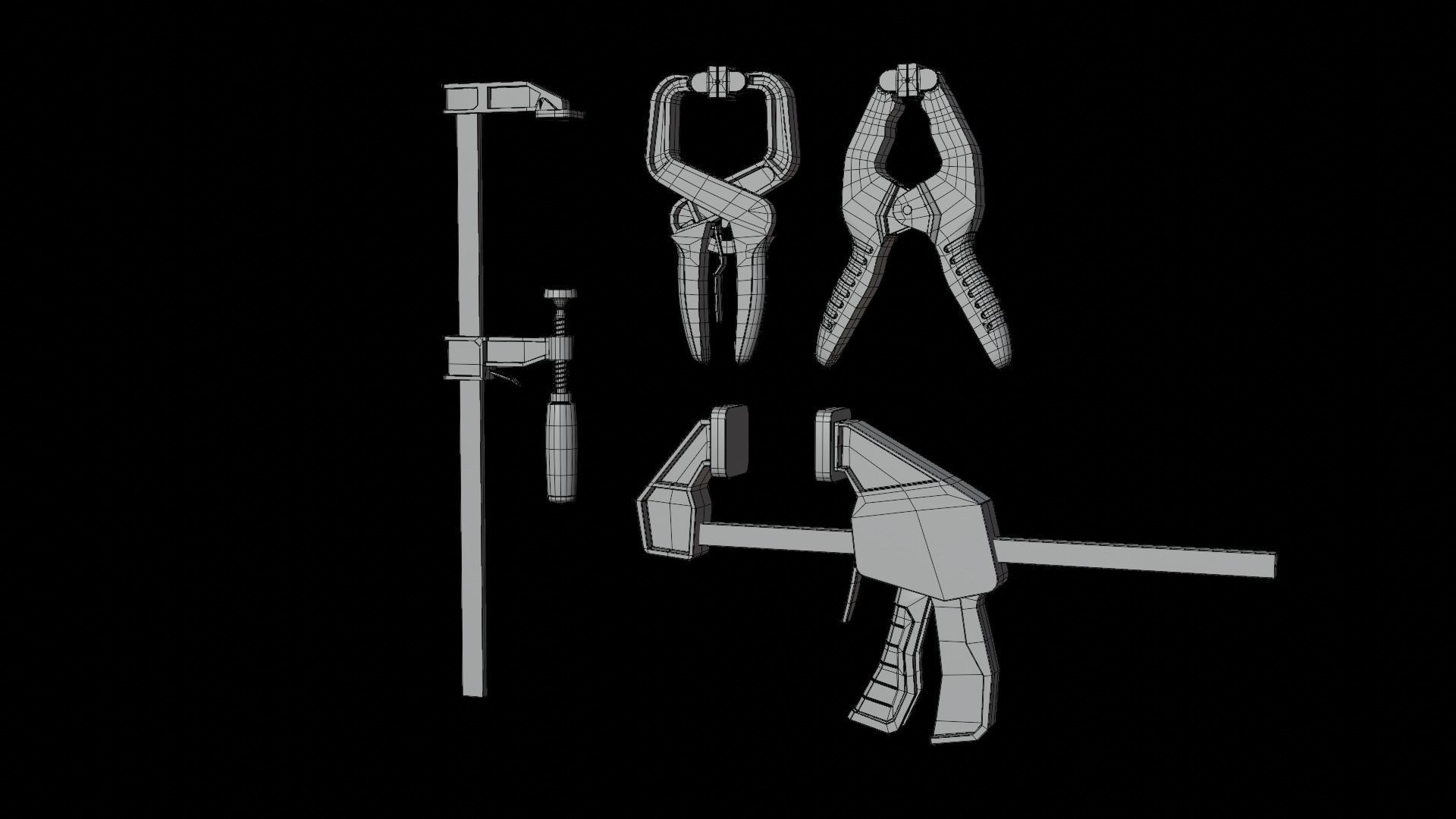 Clamp Set Low-poly 3D model_14