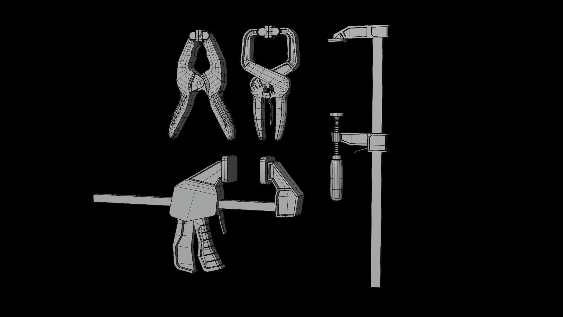 Clamp Set Low-poly 3D model_16