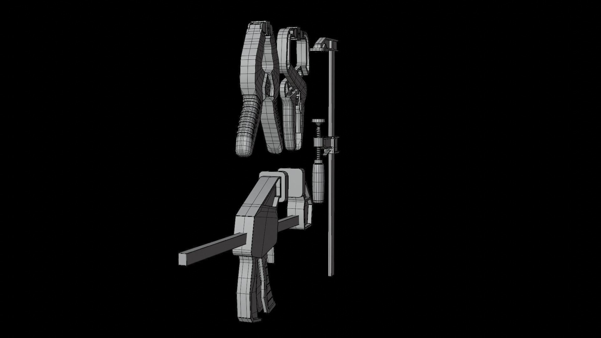 Clamp Set Low-poly 3D model_15
