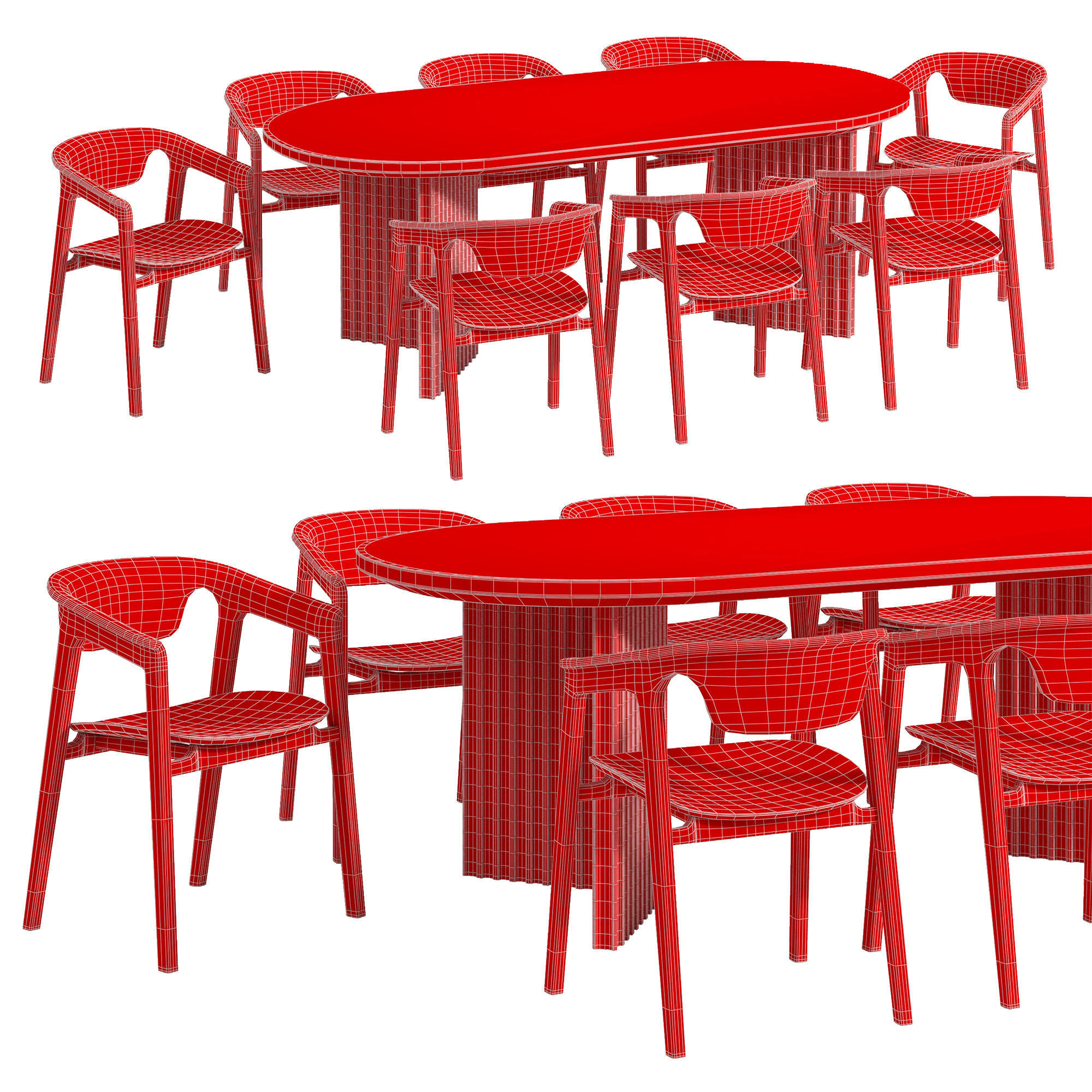 table and chair set Dale Italia 3D model_1