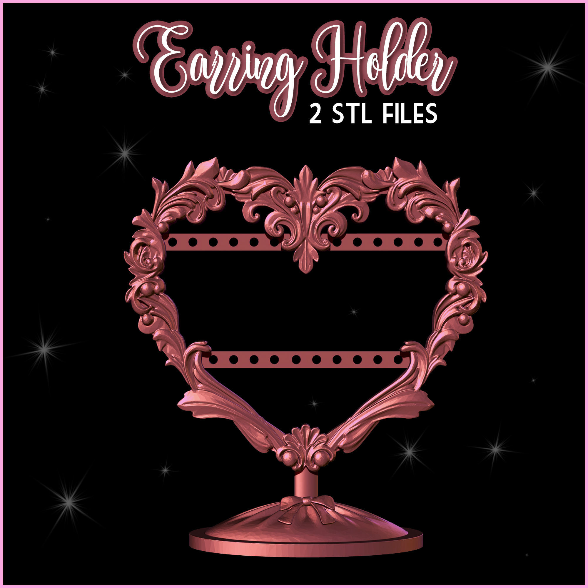 Baroque Earring Holder Jewelry Organizer 3D print model