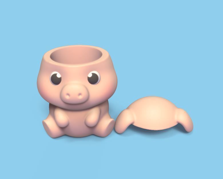 Pig Pot 3D print model_3