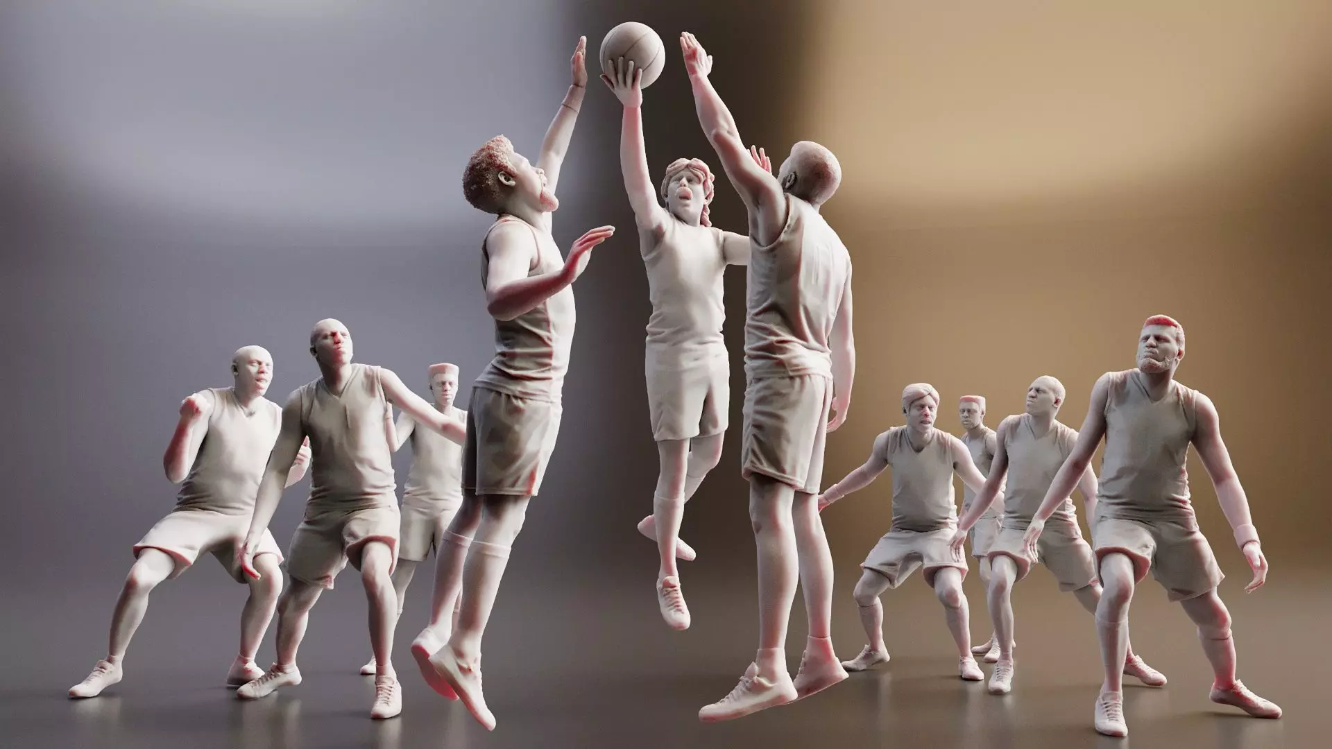 Realistic 3D Mens Basketball Team Blender Compatible 3D model_0