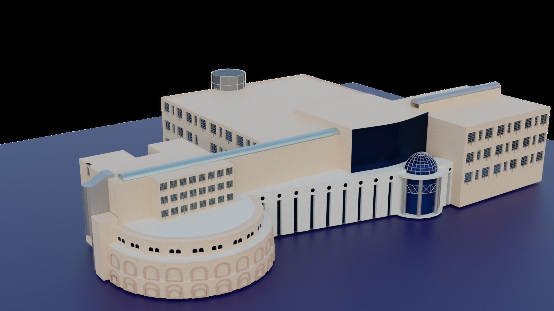College building Low-poly 3D model_4