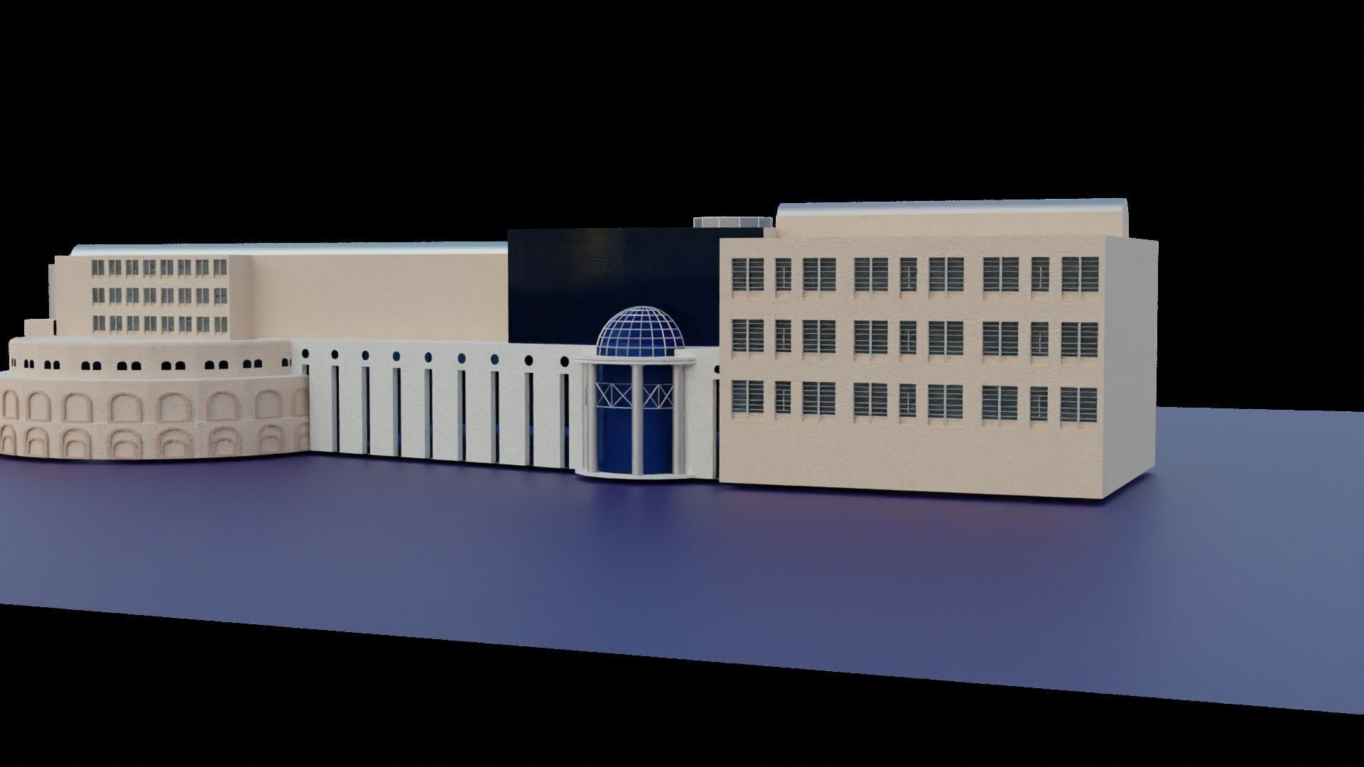 College building Low-poly 3D model_2